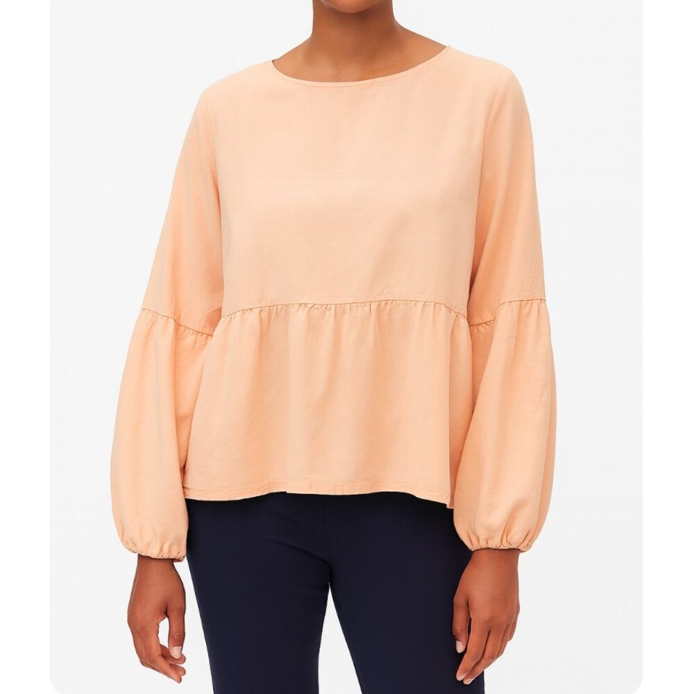 NWT Levi’s | Lyocell Flax Linen Open Back Peasant Blouse Orange Sorbet | Medium